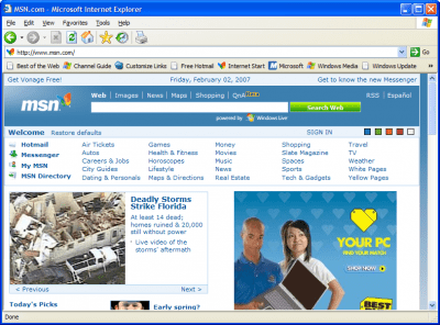 Screenshot of the application Internet Explorer 6 SP1 - #1