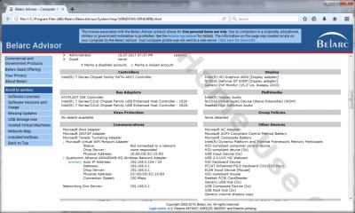 Screenshot of the application Belarc Advisor - #3