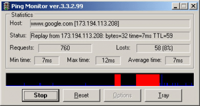 Screenshot of the application Hopter Ping Monitor - #1