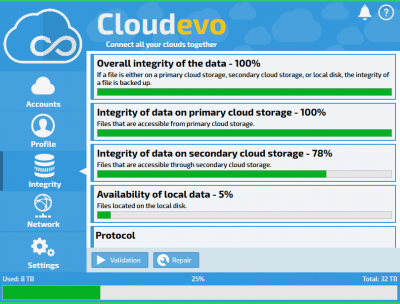 Screenshot of the application Cloudevo - #1