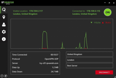 Screenshot of the application IPVanish VPN - #1