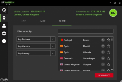 Screenshot of the application IPVanish VPN - #2