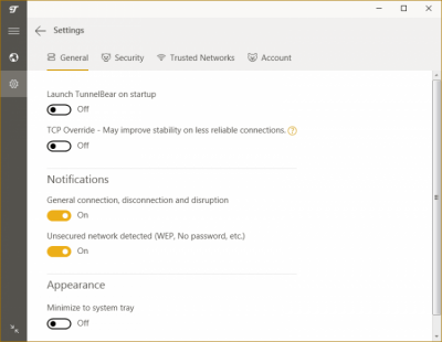 Screenshot of the application TunnelBear - #3
