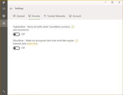Screenshot of the application TunnelBear - #4