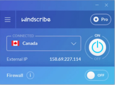 Screenshot of the application Windscribe - #2