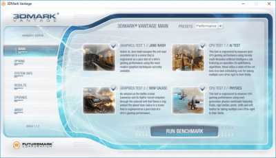 Screenshot of the application 3DMark Vantage - #1