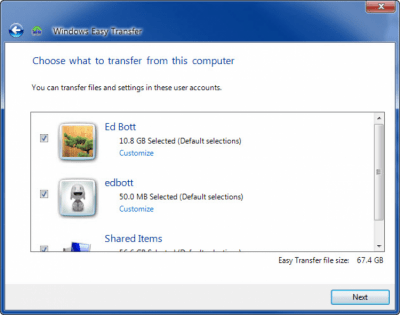 Screenshot of the application Windows Easy Transfer - #2