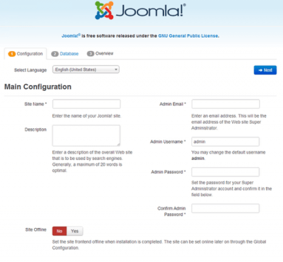 Screenshot of the application Joomla - #1