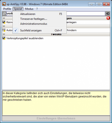 Screenshot of the application XP-AntiSpy - #6