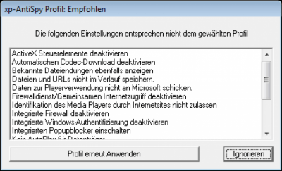 Screenshot of the application XP-AntiSpy - #7