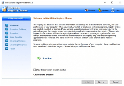 Screenshot of the application WinUtilities Free Registry Cleaner - #1