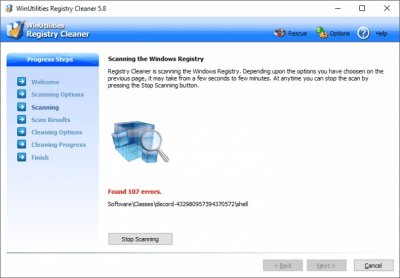 Screenshot of the application WinUtilities Free Registry Cleaner - #3