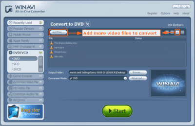 Screenshot of the application WinAVI All-In-One Converter - #2