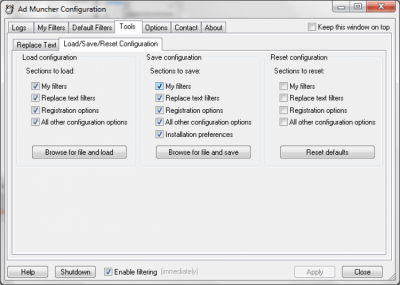 Screenshot of the application Ad Muncher - #3