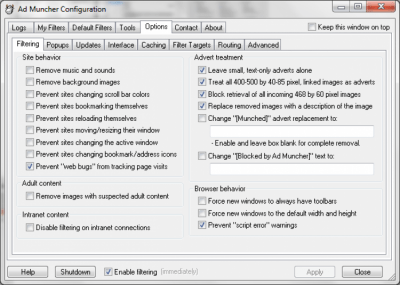 Screenshot of the application Ad Muncher - #4