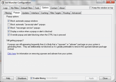 Screenshot of the application Ad Muncher - #5