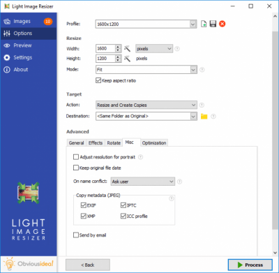Screenshot of the application Light Image Resizer - #4