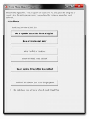 Screenshot of the application Trend Micro HijackThis - #1