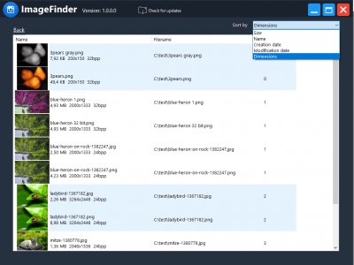Screenshot of the application ImageFinder - #3