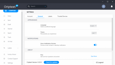 Screenshot of the application Criptext - #4