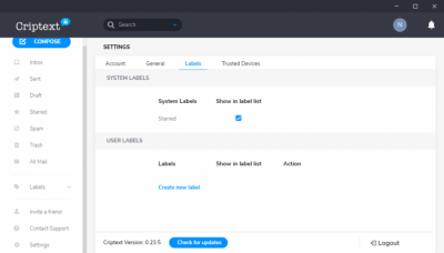 Screenshot of the application Criptext - #5