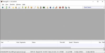 Screenshot of the application StrongDC++ - #1