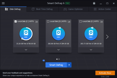 Screenshot of the application IObit Smart Defrag - #1