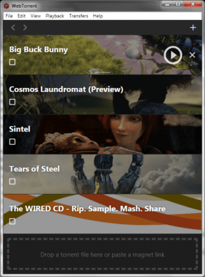 Screenshot of the application WebTorrent Desktop - #1