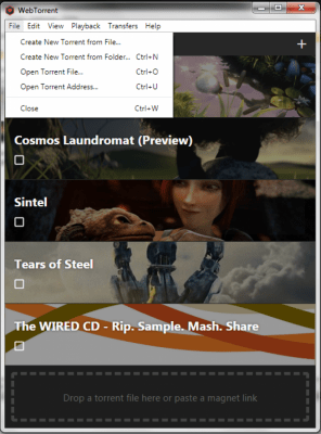 Screenshot of the application WebTorrent Desktop - #3