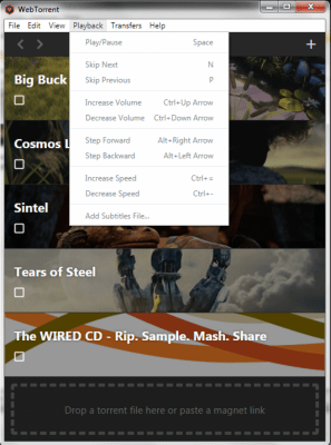 Screenshot of the application WebTorrent Desktop - #4