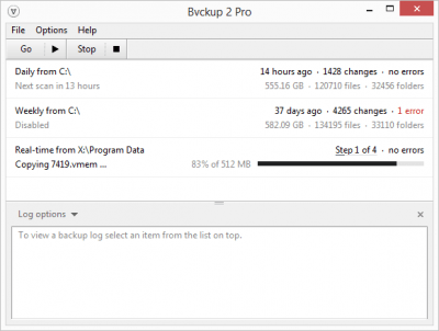 Screenshot of the application Bvckup 2 - #2
