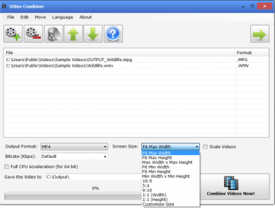 Screenshot of the application Video Combiner - #3