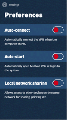Screenshot of the application Mullvad VPN - #4