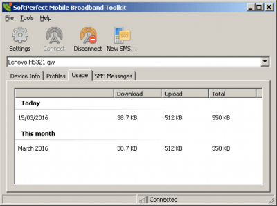 Screenshot of the application SoftPerfect Mobile Broadband Toolkit - #2