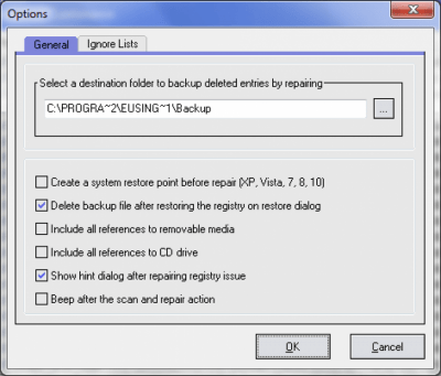 Screenshot of the application Eusing Free Registry Cleaner - #3