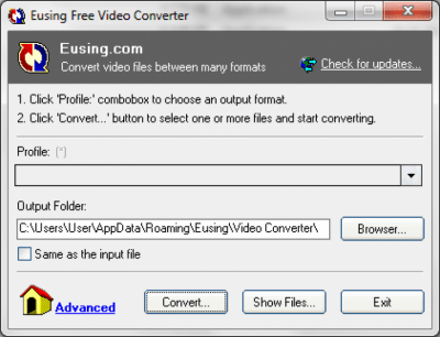 Screenshot of the application Eusing Free Video Converter - #1