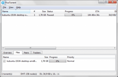 Screenshot of the application PicoTorrent - #2