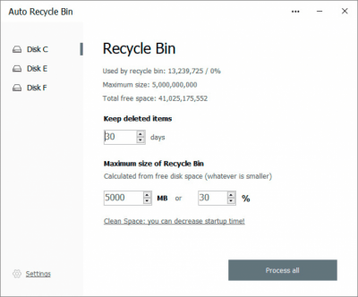 Screenshot of the application Auto Recycle Bin - #1