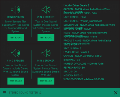 Screenshot of the application Stereo Sound Tester - #1