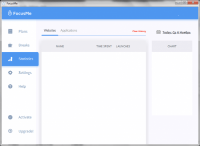Screenshot of the application FocusMe - #3