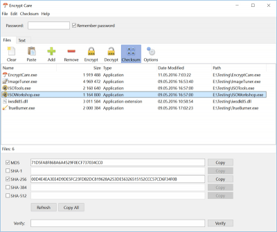 Screenshot of the application Encrypt Care - #1