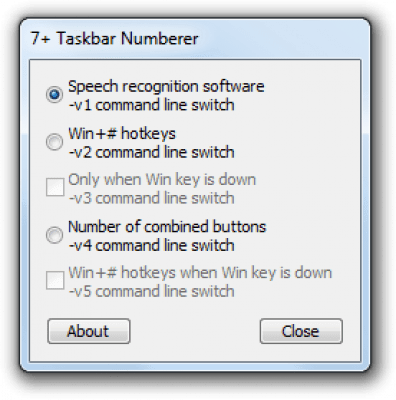 Screenshot of the application 7+ Taskbar Numberer - #1