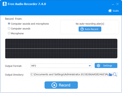 Screenshot of the application Free Audio Recorder - #1