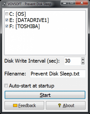 Screenshot of the application Prevent Disk Sleep - #1