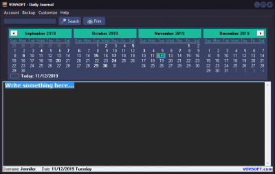 Screenshot of the application Daily Journal - #1