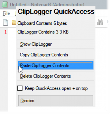 Screenshot of the application clipLogger - #3