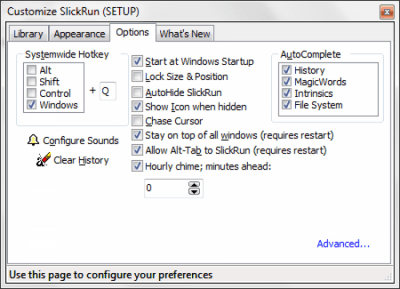 Screenshot of the application SlickRun - #4