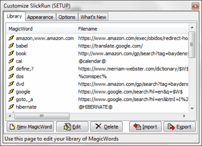 Screenshot of the application SlickRun - #5