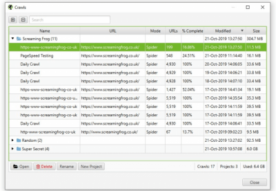 Screenshot of the application Screaming Frog SEO Spider - #2