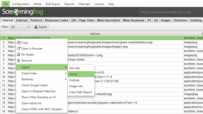 Screenshot of the application Screaming Frog SEO Spider - #3